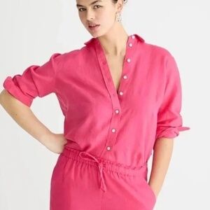 J. Crew Baird McNutt Pink Linen Buttondown Shirt